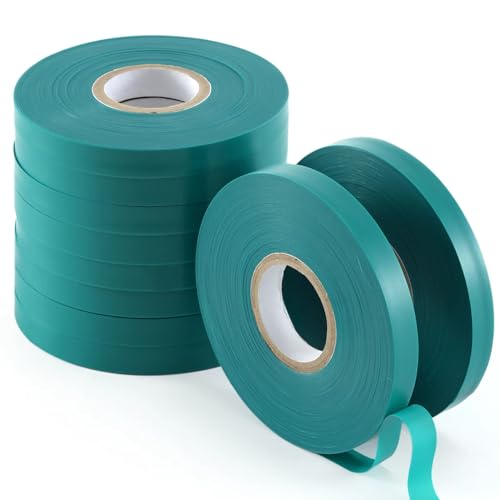 TELENT OUTDOORS 10 Pcs 150 Feet x 1/2" Wide Stretch Tie Tape Green Plant Garden Tie, Garden Vinyl Stake for Branches, Climbing Planters, Flowers - size: 1500FT