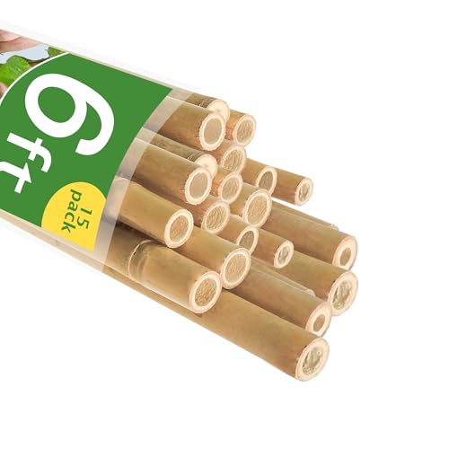 Bamboo Stakes 6FT, Garden Stakes 6 Feet for Plants, 5/8" D Thicker Sturdy Plant Stakes 20pcs for Tomato, Beans, Flowers, Potted and More Climbing Plants - size: 6FT, pack of 20