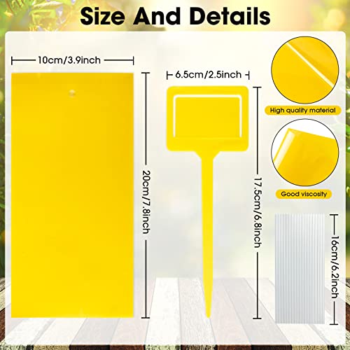 Qualirey 220 Pcs 7.9 x 4 Inch Yellow Sticky Traps for Plant Gnats Dual Sided Fruit Fly Sticky Traps for Indoors Outdoors with Twist Ties & Plastic Holders for Insect, Fungus Gnats, Whiteflies, Aphids - size: 7.9 x 4 Inch