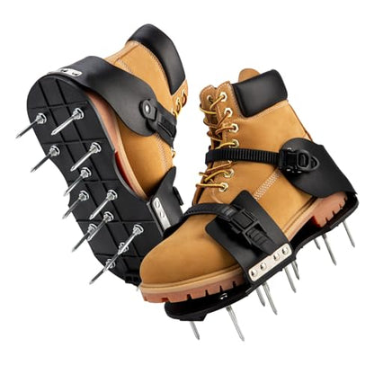 Lawn Aerator Shoes - 13 Pre-Installed 2-Inch Solid Metal Spikes, Aeration Shoes for Lawn, Lightweight Reinforced Nylon Sole, Quick-Release Buckles - color: Buckles