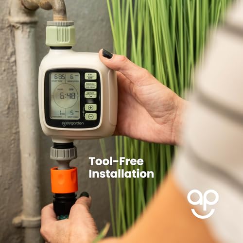 Appy Garden Edge 1 Plus Sprinkler Timer, Programmable Water Timer for Garden Hose, Outdoor Faucet, Drip Irrigation and Lawn Watering System, Waterproof LCD | Automatic Digital Control | Rain Delay