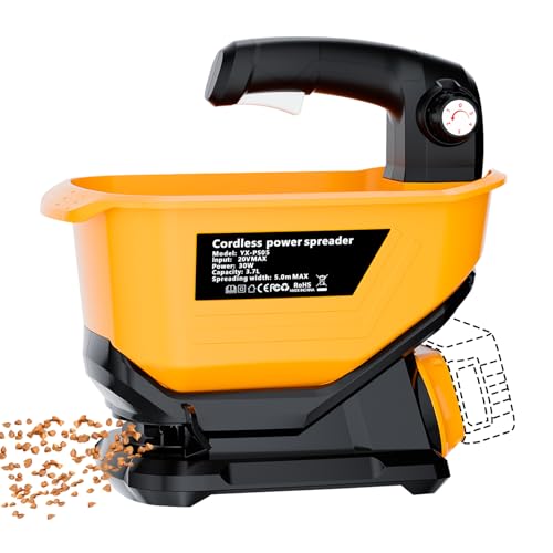 Seed Spreader Fertilizer Grass Seed Spreader Cordless Compatible with Dewalt 20V Battery, Salt Spreader for Snow 3.7L Handheld, All-Season Use [ Battery Not Included ]
