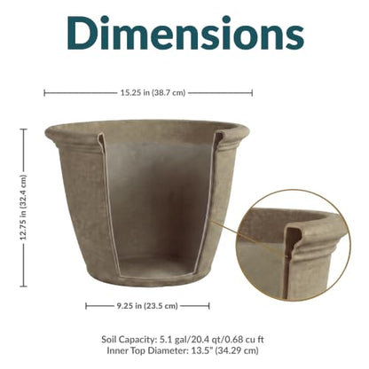 Sunnydaze Anjelica 15.25'' Large Plastic Planter Pot for Plants, Beige - color: Beige, size: 15.25 in