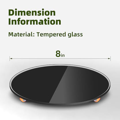 Plant Stand with Wheels Indoor,8inch Plant Stand with 360° Wheels Swivel Casters -8" Tempered Glass Plant Low Profile Moving Base for Planters for Indoor Home Use (8inch Black) - size: 8 inch Round