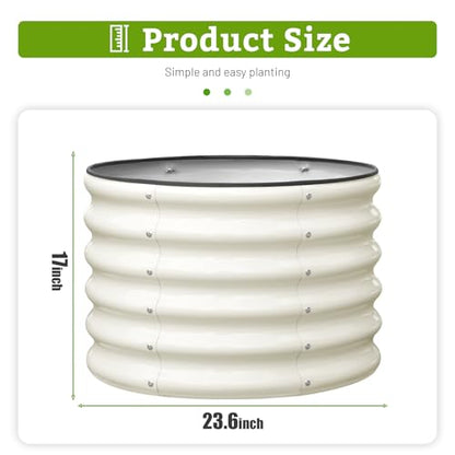 SnugNiture 2×2×1.5 FT Round Raised Garden Bed Outdoor, White - color: White, size: 2×2×1.5ft(1 Pack)