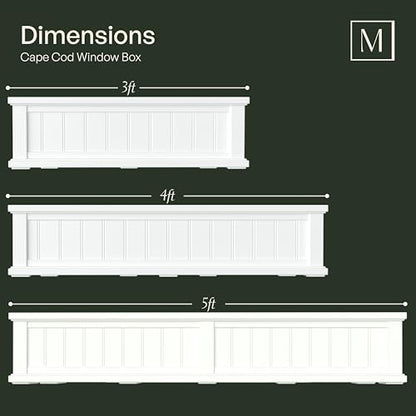 Mayne Cape Cod 4ft Window Box - White - 48in L x 11in W x 10.8in H - Polyethylene - Built-in Water Reservoir (4841-W) - color: White