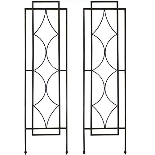 Sunnydaze 48" Black Metal Garden Trellis for Climbing Plants, 2-Pack - style: Chic Diamonds - 48"