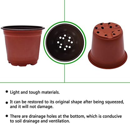 HOSTIC 5.1 Inch Nursery Pot Seedling Pot Plant Container Seed Starting Pots Multipurpose Plastic Pots 100 Packs - size: 5.1 Inch