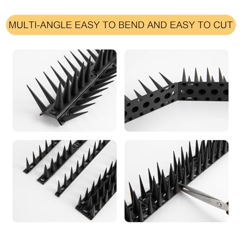 OFFO Bird Spikes for Pigeon Woodpecker Crow, Outdoor Use for Balcony Patio Window, Easy to Install, Black, Covers 8.3 Feet(2.5m) - color: Black