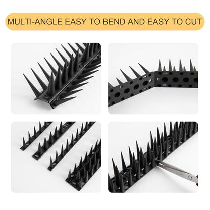 OFFO Bird Spikes for Pigeon Woodpecker Crow, Outdoor Use for Balcony Patio Window, Easy to Install, Black, Covers 8.3 Feet(2.5m) - color: Black
