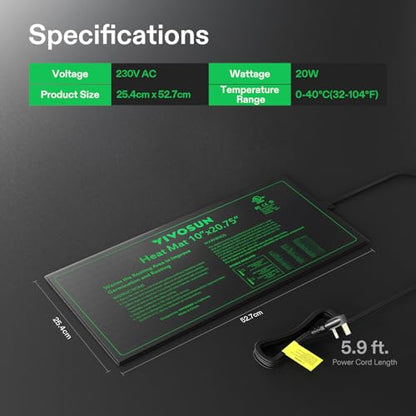 VIVOSUN 10" x 20.75" Durable Waterproof Seedling Heat Mat - size: 10"x20.75"