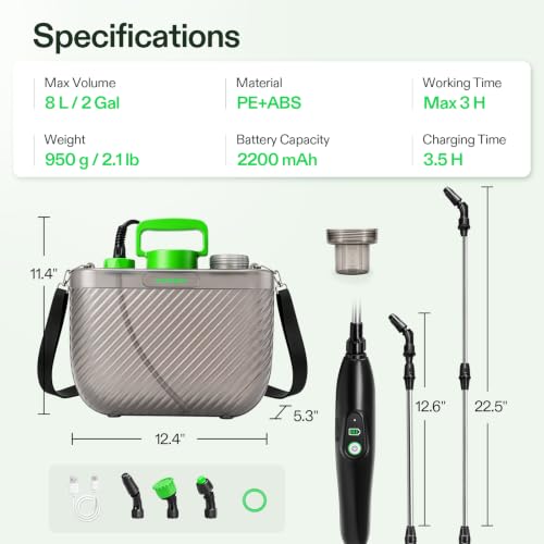 VIVOSUN Battery Powered Sprayer, 2 Gallons, for Lawn and Garden Watering