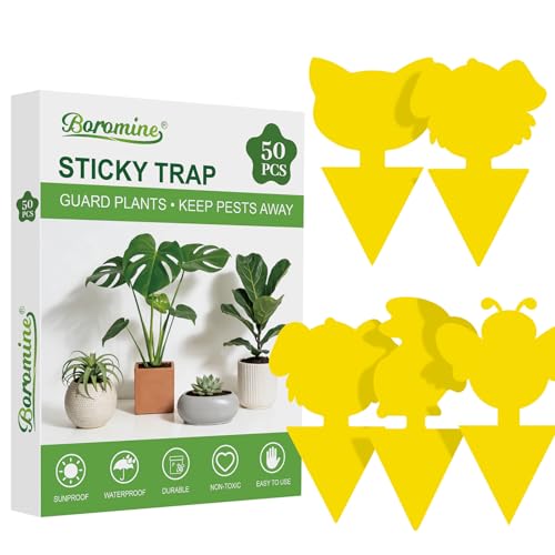 Yellow Sticky Traps for Plant Gnats, 50 Pack Fungus Gnat Trap, Effective Sticky Gnat Traps for Indoor and Outdoor Plants - color: Animal