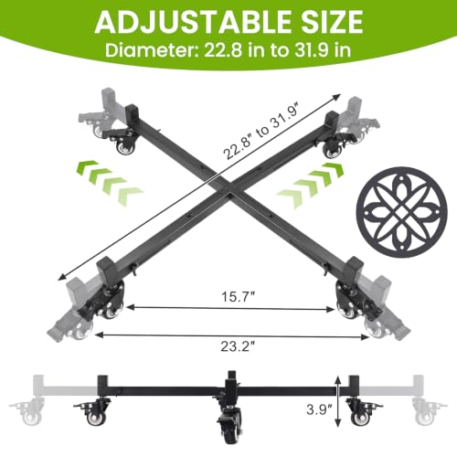 Heavy Duty Plant Caddy with Wheels, Adjustable 22.8-31.9" Diameter Rolling Plant Stand for Indoor/Outdoor, Plant Dolly with 4 Lockable Swivel Casters, Metal Planter Base for Large Pots up to 250 lbs