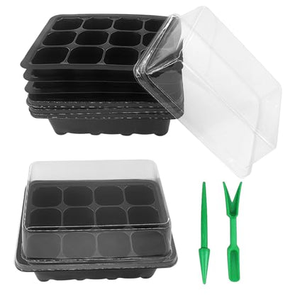 Gardeningwill 3 Sets of Plant Seedling Starting 12 Cells per Trays Starter Kit Box with Dome