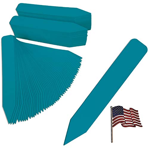 4" x 5/8" Turquoise Premium Pot Stakes - 300 Pcs - Plastic Plant Tags and Labels - Nursery Garden Tree Labels Waterproof Writeable | Made in The USA |