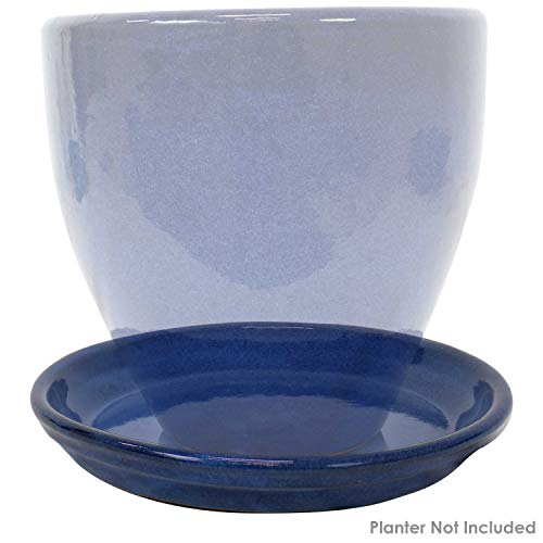 Sunnydaze 9" Ceramic Plant Saucers for Planters, 2pk, Imperial Blue - color: Imperial Blue, size: 9 in