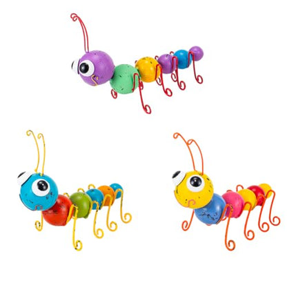 Metal Yard Art Colorful Caterpillar Figurines Set of 3 - color: 3 Pack Caterpillars