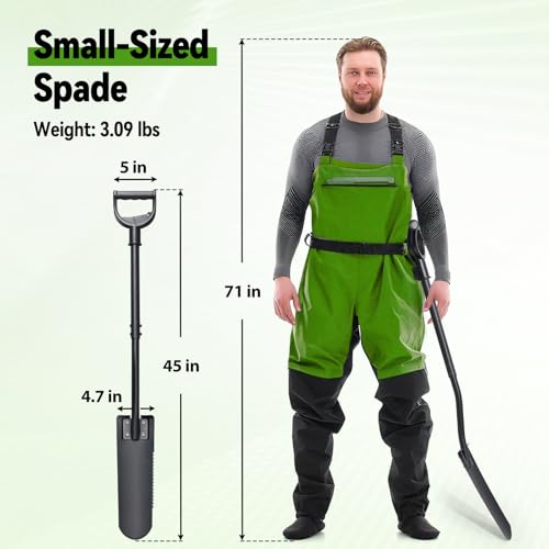 Spade Shovel,15 inch Long Narrow Spade, Heavy Duty Garden Trench Shovel for Digging,Trenching, Planting,Scraping, Edging with Cutting Blade, D Handle, Foot Rest Pedal, 45 Inches Drain Spade