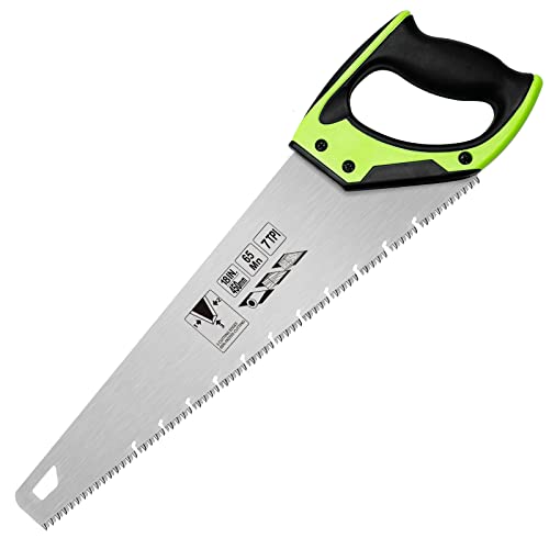 18 Inch Wood Hand Saw, 7 TPI Universal Handsaw Non-slip Ergonomic Handle Rustproof Wood Saw with Chip Removal Design - color: 18 Inch Green