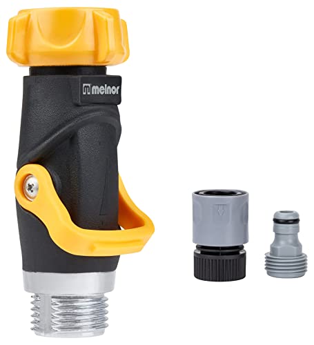 Melnor 65171AMZ Lever Flow Through Valve Connector Bundle, 1 Count (Pack of 1), Yellow, Black, Grey - size: 1 Count (Pack of 1)