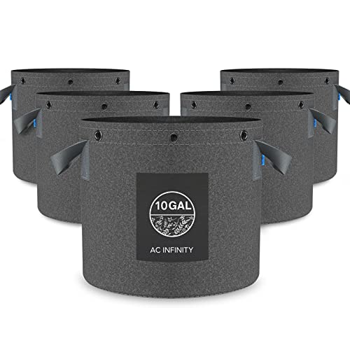 AC Infinity Heavy-Duty 500G Fabric Pots, 10 Gallon Grow Bags 5-Pack - size: 10 Gallon