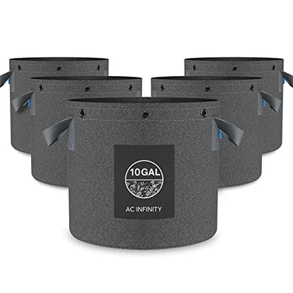 AC Infinity Heavy-Duty 500G Fabric Pots, 10 Gallon Grow Bags 5-Pack - size: 10 Gallon