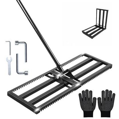 Top Soil Lawn Leveling Rake ,Lawn Sand Flea Rake Leveling 30”x10” Heavy Duty Leveler,Sand Spreader,16-77" Adjustable, for Sand,Top Soil Dressing,Yard Landscape,Ground Soil, Dirt,Grass
