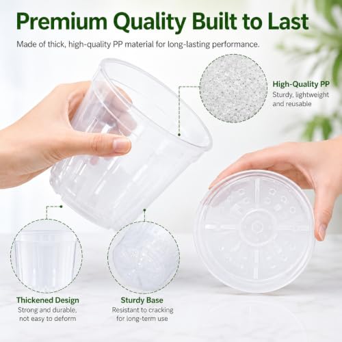 Orchid Pot with Drainage Holes, 4 Pack 5 Inch Clear Plastic Breathable Slotted Pots for Repotting-Root Control Planter-Sturdy Plastic Plant Pot for Butterfly Orchid, Hydroponics, Indoor & Outdoor - size: 5 Inch 4Pcs