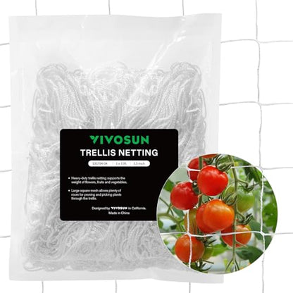 VIVOSUN 5 x 15 ft. Plant Trellis Netting, Heavy-Duty Polyester Grow Net, Garden Trellis Netting with Square Mesh for Climbing Plants, Vegetables, Fruits, and Flowers, 1-Pack - size: 5'x15' - 3.5''square mesh