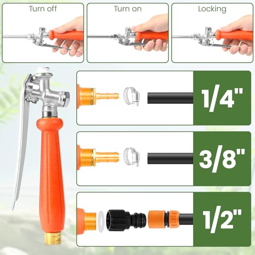 29"-44" All Metal Replacement Sprayer Wand, Suitable for 1/2" Hose Quick Connector, 1/4" & 3/8" & 1/2" Brass Barb Spray Wand, Built-in Shut Valve Stainless Steel Spray Wand (2Pcs 29" Sprayer Wand) - color: 2Pcs 29" Sprayer Wand