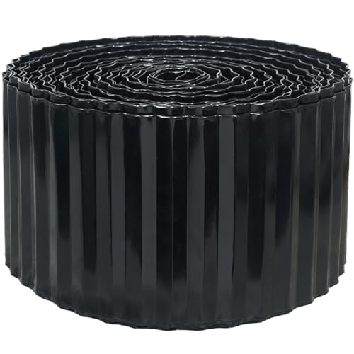 Quibbay Corrugated Metal Garden Edging, 6"×100Ft Landscape Edging Border for DIY Lawn, Flower Bed and Garden, Flexible Bender Border for Lawn and Yard, Sturdy Galvanized Garden Edging Border, Black - color: Black, size: 6 Inch × 100FT