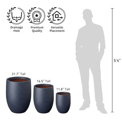 Kante Accent Round Curved Charcoal Concrete Planter 12.6" Dia, Outdoor - color: Charcoal, size: 16.5 Inch Tall