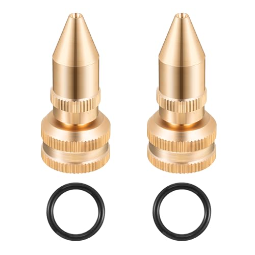 Feekoon 2 Pack Brass Adjustable Nozzle Replacement Compatible with Roundup 181331, All Brass Screw on Cone Nozzle Repair Kit having Gaskets Compatible with Scotts, Roundup, Smith Lawn, Garden Sprayer