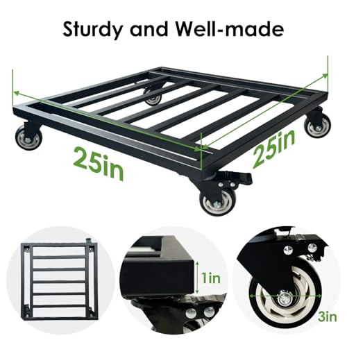 25" Plant Caddy with Wheels Heavy Duty,800Lbs Large Metal Plant Dolly,Rolling Square Plant Stand with Industrial Casters,Rust-Proof Plant Rollers for Large Planters,Pots,1 Pack - size: 25 Inch-1 Pack
