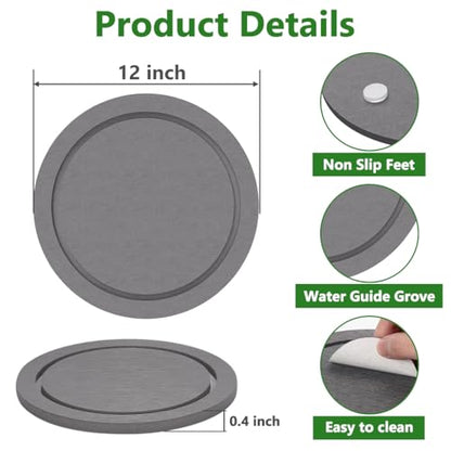 12" Instantly Dry Diatomite Stone Plant Saucer - 2 Pack, Gray - color: Gray, size: 12" (2 Pack)