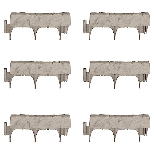 Suncast Interlocking Border Edging - Stone -Like Poly Construction for Garden, Lawn, and Landscape Edging - Water Resistant Border for Containing Trees, Flower Beds and Walkways - Light Taupe -Gray - color: Gray