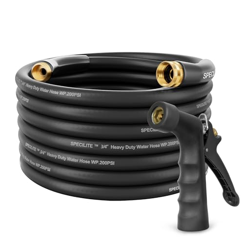 SPECILITE 3/4" Hot/Cold Garden Water Hose 50 ft, -50℉-158℉, Black - size: 3/4in x 50ft