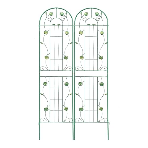 Garden Trellis for Climbing Plants Outdoor, 2-Pack 86" Metal Rustproof - color: Sunflower1-2pacs-Green, size: 86×19.7"
