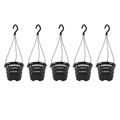 Happyyami 5 Sets Hanging Plant Pot Plastic Orchid Planter with Hook Root Controlling Pot for Indoor Outdoor Balcony Patio Garden Home Decorations
