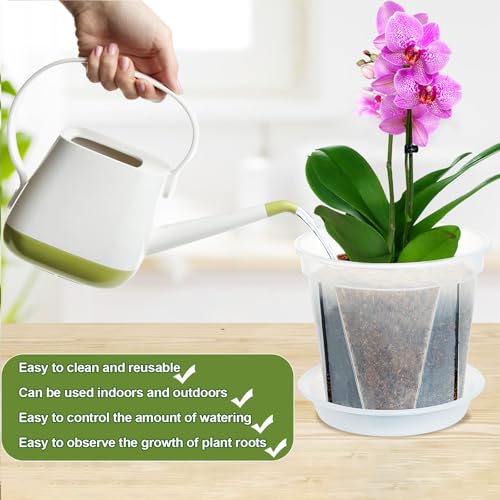 Plant Pots 9.5 inch Set of 3, Nursery Pots with Drainage Holes and Saucers - size: 9.5 inch set of 3