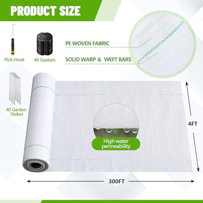 SmoothNovelty 3.2 oz 4 x 300 ft White Landscape Fabric Weed Barrier - size: 3.2 oz 4 x 300 ft