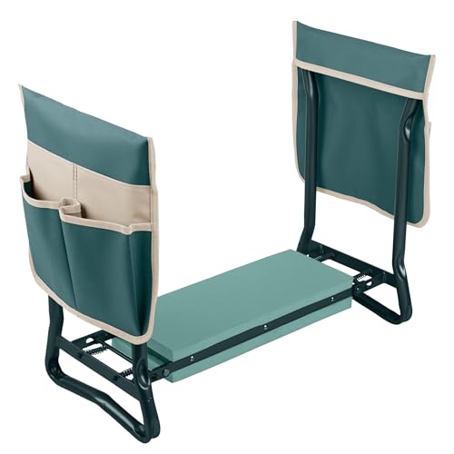 Pure Garden 2-in-1 Foldable Garden Kneeler and Seat, Green - color: Green
