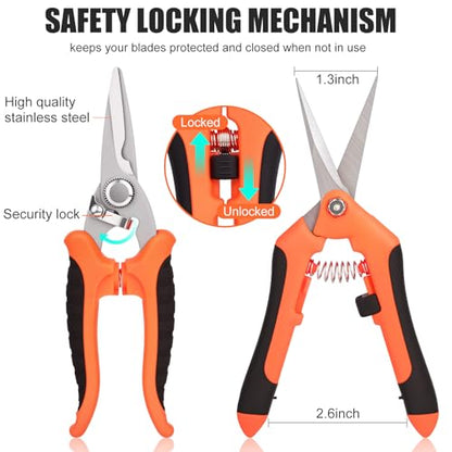 3 Pcs Garden Pruning Shears, Stainless Steel Gardening Scissors