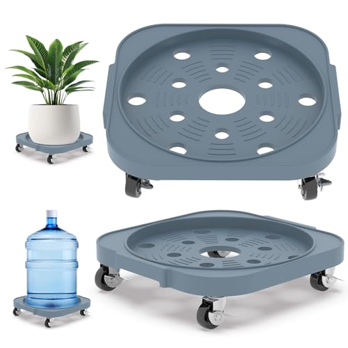 2 Pack 11'' Heavy Duty Rolling Plant Caddy with Wheels, Grey - color: Gray