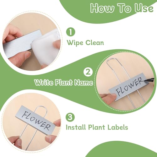 WSICSE 50-Pack Metal Plant Labels, 10.6 in Garden Markers with Pen, Silver - color: Silver