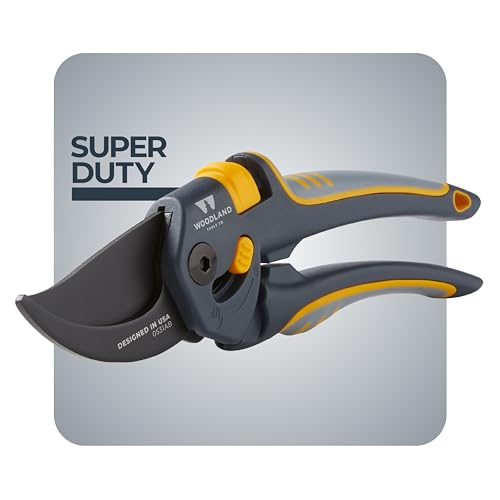 Woodland Tools Co. Super Duty Bypass Pruning Shears – 3/4" Cut Capacity, Gear-Driven Cutting System, High Carbon Steel Blade, Internal Spring, Adjustable Grip, Garden Pruner for Thick Stems and Shrubs - style: Super Duty Pruner