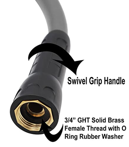 YOTOO Heavy Duty Hybrid Garden Lead in Water Hose 5/8-Inch by 5-Feet 150 PSI, Kink Resistant, All-Weather Flexible with Swivel Grip Handle and 3/4" GHT Solid Brass Fittings, Gray - color: Gray, size: 5 FT