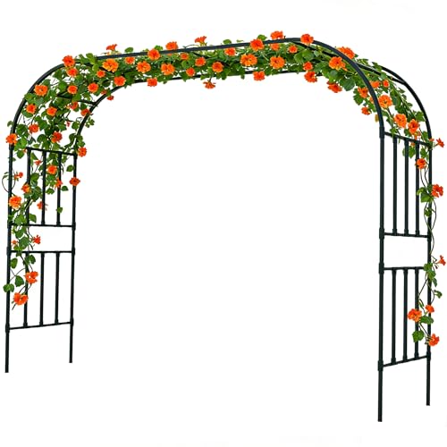 Square Tube Garden Arch Trellis, 10.5FT x 8.2FT Metal Arbor, Outdoor Trellis for Climbing Plants, Black - color: 126'' L/Black