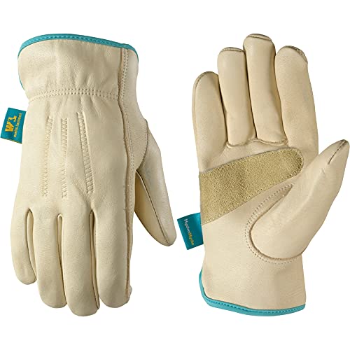 Wells Lamont Women's HydraHyde Water-Resistant Leather Work Gloves, Reinforced Palm Patch - color: Beige, size: Small (Pack of 1)